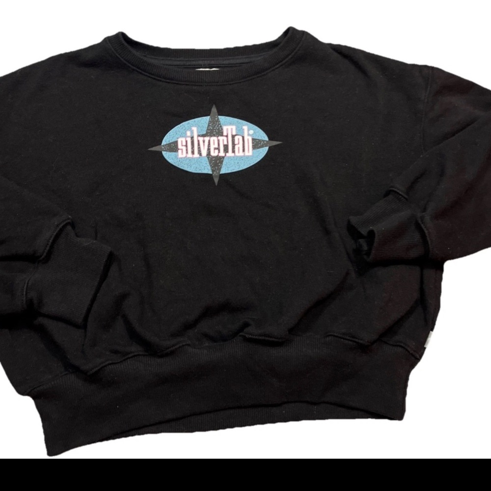 Silver Tab LEVI’S Logo BLACK Long Sleeve Sweatshirt KIDS Medium boy 10/12 Medium